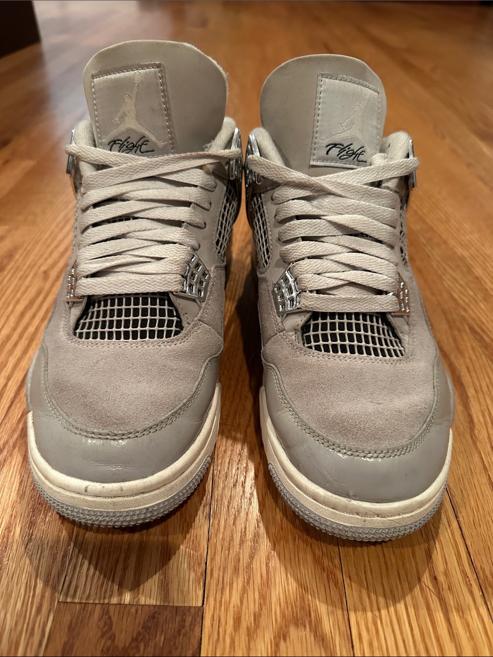 Jordan Women’s Light Gray Suede and Leather Sneakers